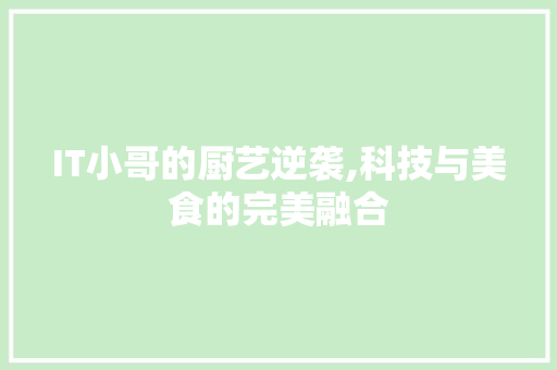 IT小哥的厨艺逆袭,科技与美食的完美融合