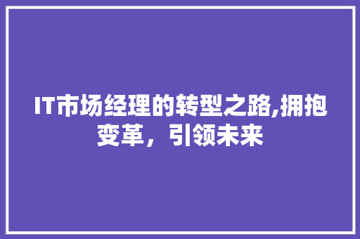 IT市场经理的转型之路,拥抱变革，引领未来