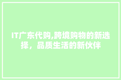 IT广东代购,跨境购物的新选择，品质生活的新伙伴