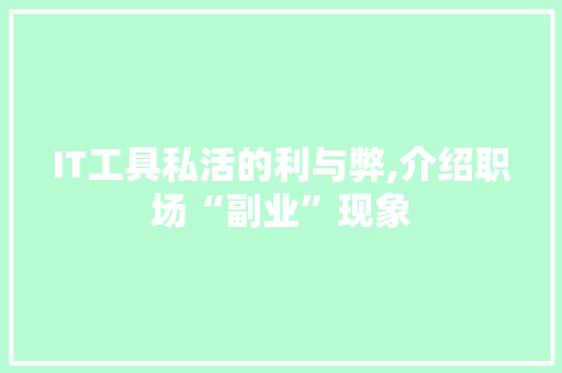IT工具私活的利与弊,介绍职场“副业”现象 百度SEO