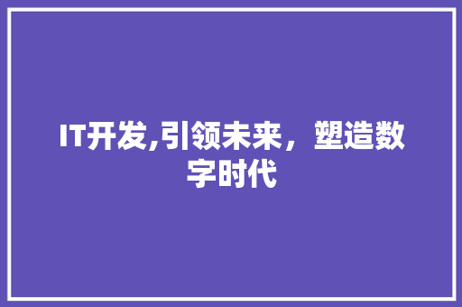 IT开发,引领未来，塑造数字时代