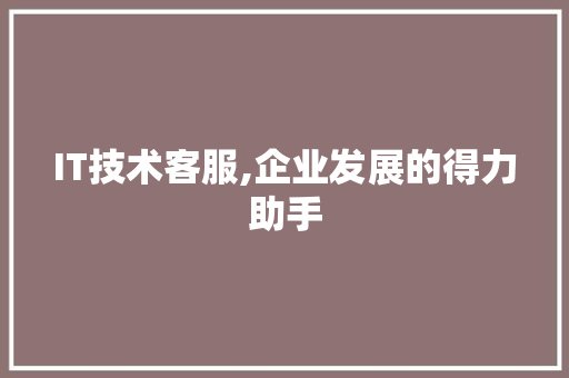 IT技术客服,企业发展的得力助手