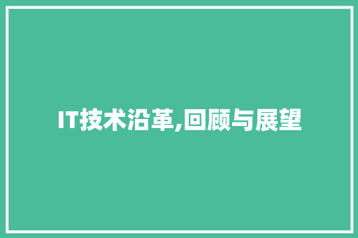 IT技术沿革,回顾与展望