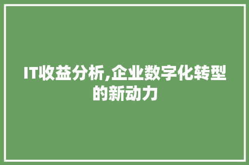 IT收益分析,企业数字化转型的新动力