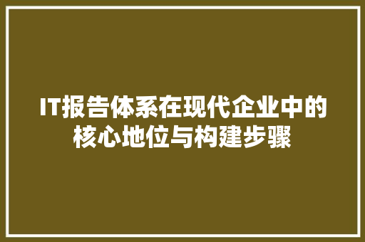 IT报告体系在现代企业中的核心地位与构建步骤