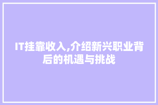 IT挂靠收入,介绍新兴职业背后的机遇与挑战