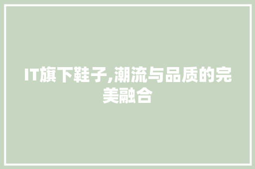 IT旗下鞋子,潮流与品质的完美融合