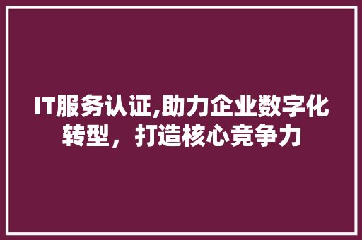 IT服务认证,助力企业数字化转型，打造核心竞争力