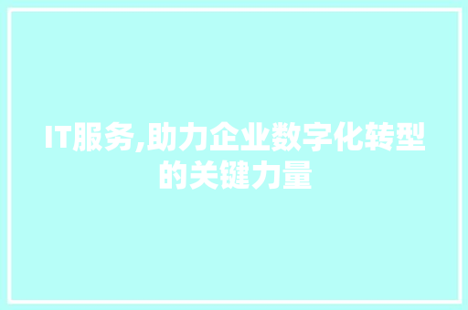 IT服务,助力企业数字化转型的关键力量