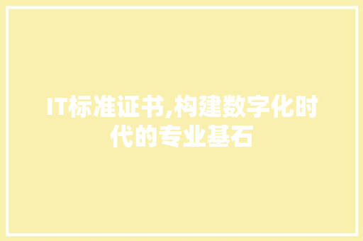 IT标准证书,构建数字化时代的专业基石