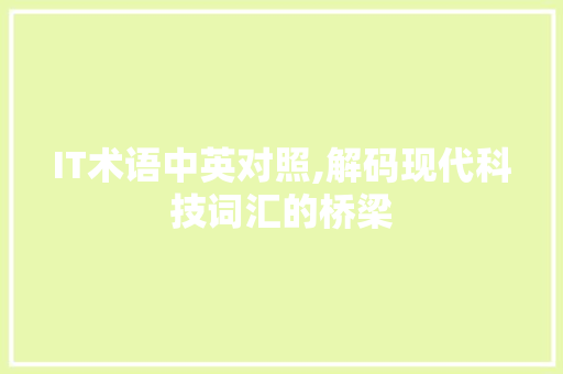 IT术语中英对照,解码现代科技词汇的桥梁