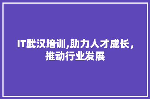 IT武汉培训,助力人才成长，推动行业发展