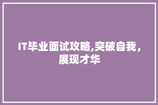 IT毕业面试攻略,突破自我，展现才华