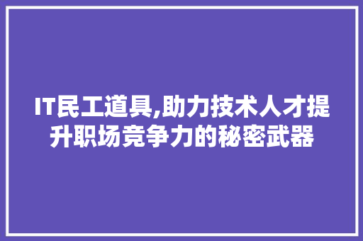 IT民工道具,助力技术人才提升职场竞争力的秘密武器