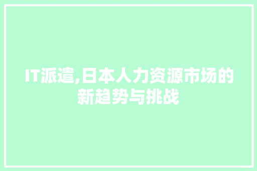 IT派遣,日本人力资源市场的新趋势与挑战