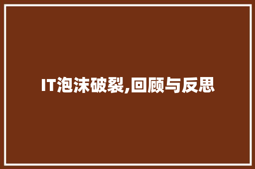 IT泡沫破裂,回顾与反思