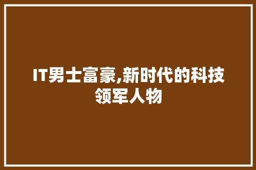 IT男士富豪,新时代的科技领军人物 搜狗SEO