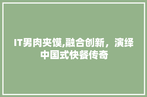 IT男肉夹馍,融合创新，演绎中国式快餐传奇