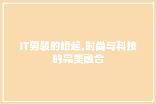 IT男装的崛起,时尚与科技的完美融合