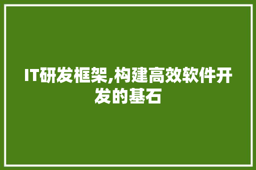 IT研发框架,构建高效软件开发的基石