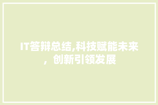 IT答辩总结,科技赋能未来，创新引领发展