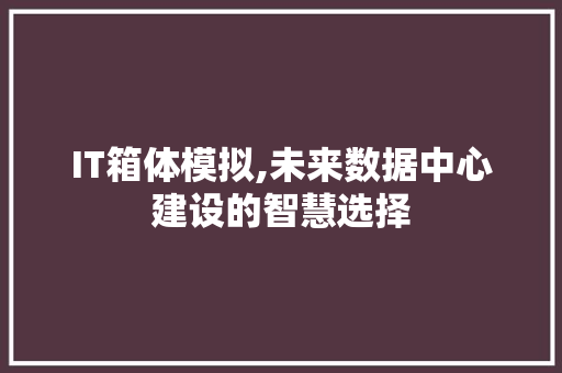 IT箱体模拟,未来数据中心建设的智慧选择