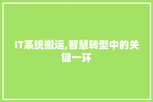 IT系统搬运,智慧转型中的关键一环 SEO关键词