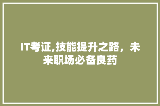 IT考证,技能提升之路，未来职场必备良药
