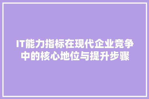 IT能力指标在现代企业竞争中的核心地位与提升步骤 SEO关键词