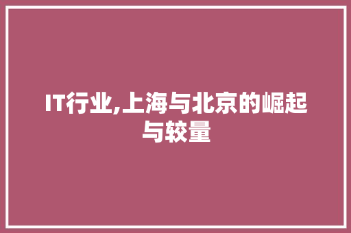 IT行业,上海与北京的崛起与较量