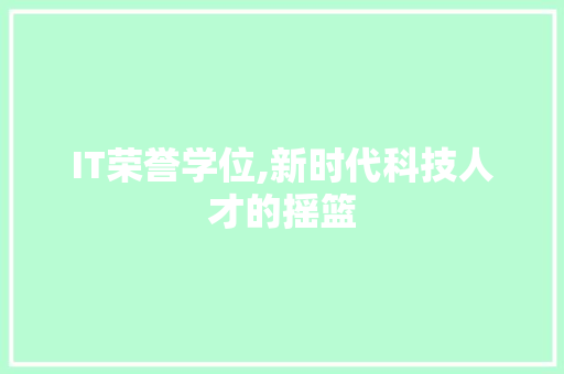 IT荣誉学位,新时代科技人才的摇篮