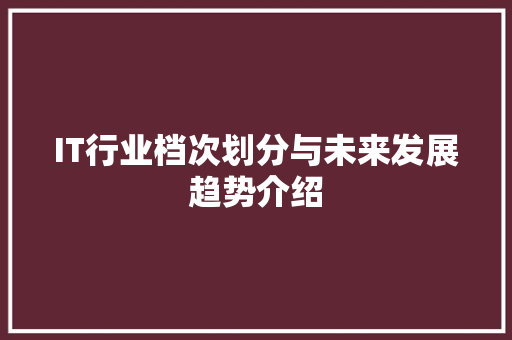 IT行业档次划分与未来发展趋势介绍