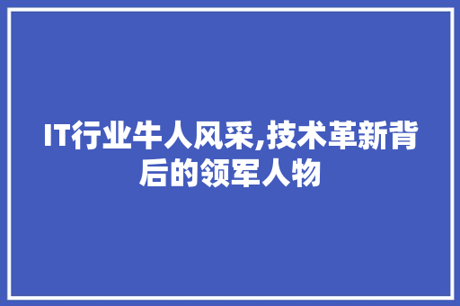IT行业牛人风采,技术革新背后的领军人物