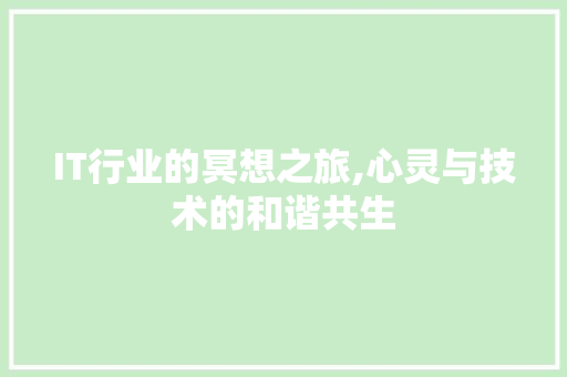 IT行业的冥想之旅,心灵与技术的和谐共生