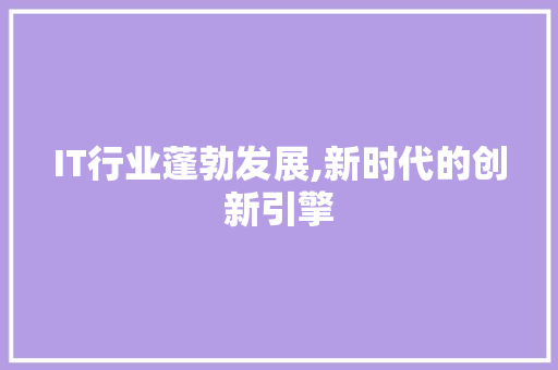 IT行业蓬勃发展,新时代的创新引擎