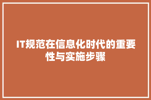 IT规范在信息化时代的重要性与实施步骤 百度SEO