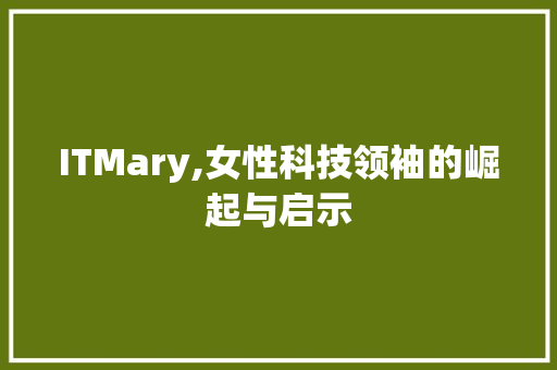 ITMary,女性科技领袖的崛起与启示