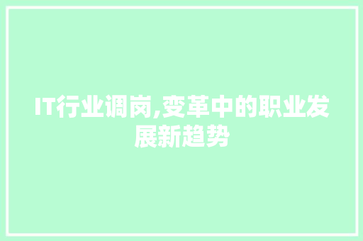 IT行业调岗,变革中的职业发展新趋势