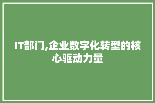 IT部门,企业数字化转型的核心驱动力量