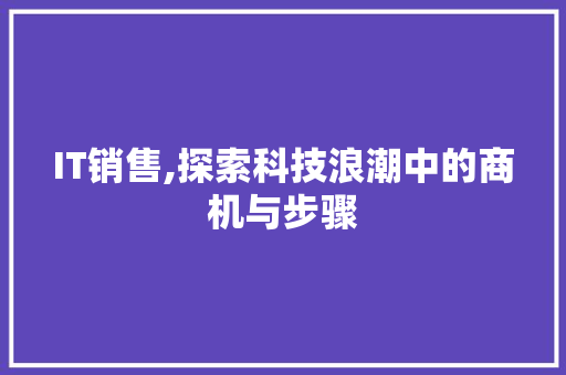 IT销售,探索科技浪潮中的商机与步骤