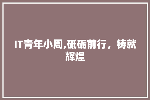 IT青年小周,砥砺前行，铸就辉煌