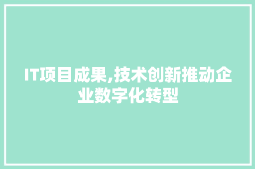 IT项目成果,技术创新推动企业数字化转型