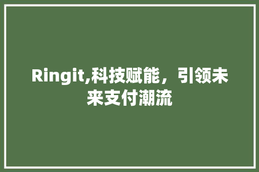 Ringit,科技赋能，引领未来支付潮流