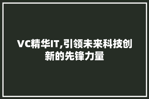 VC精华IT,引领未来科技创新的先锋力量