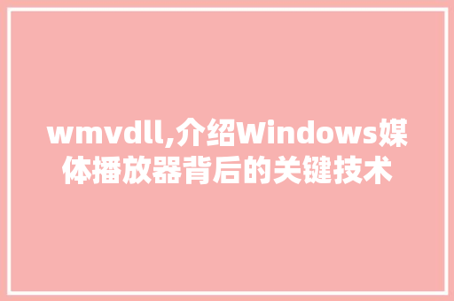 wmvdll,介绍Windows媒体播放器背后的关键技术 百度SEO