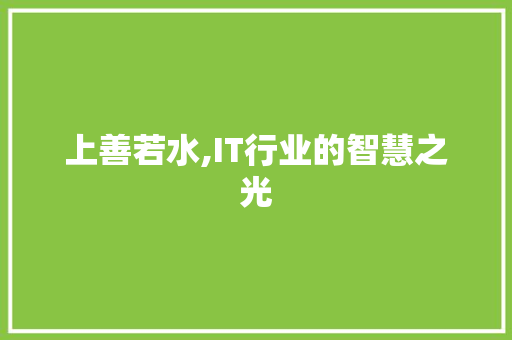 上善若水,IT行业的智慧之光