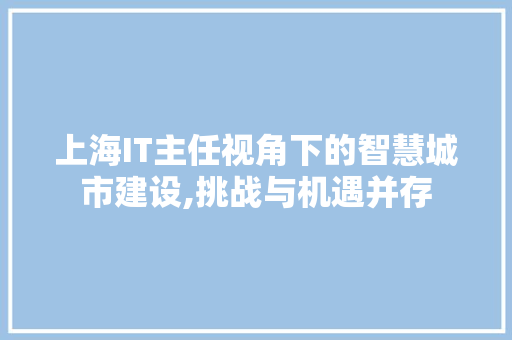 上海IT主任视角下的智慧城市建设,挑战与机遇并存
