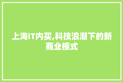 上海IT内买,科技浪潮下的新商业模式