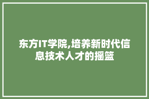 东方IT学院,培养新时代信息技术人才的摇篮