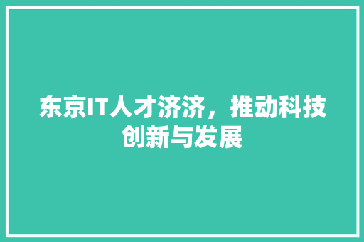 东京IT人才济济，推动科技创新与发展